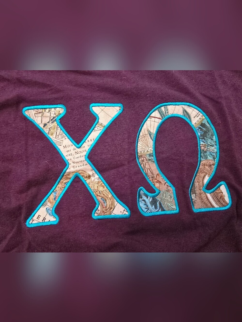 Chi Omega Embroidered Old Navy Maroon Long Sleeved Casual Top XXL - Picture 5 of 9
